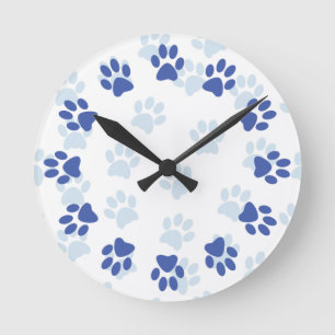 Niedliche blaue Paw-Prints für Heimtierfreunde Uhr