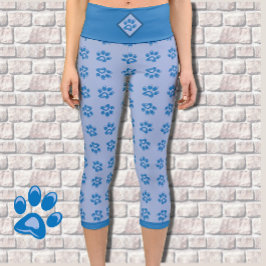 Niedliche blaue Pfoten drucken Capri-Leggings Capri Leggings