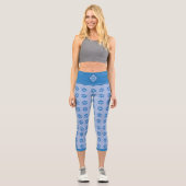 Niedliche blaue Pfoten drucken Capri-Leggings Capri Leggings (Vorderseite)