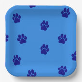 Niedliche blaue Pfotenmuster Papierplatte Pappteller (Vorderseite)