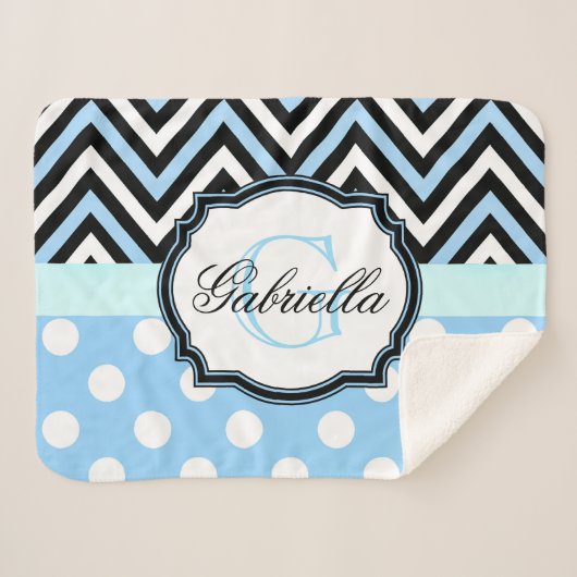 Niedliche blaue Punkte und Streifen Sherpadecke (Vorderseite (Horizontal))