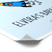 Niedliche blaue Rakete Baby Dusche Baby Poster (Ecke)