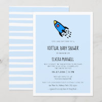Niedliche blaue Rakete Boy Virtual Baby Dusche