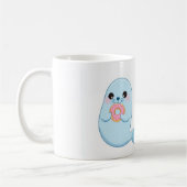 Niedliche blaue Robbe mit Donut-Kinder-Tasse  Kaffeetasse (Links)