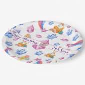 Niedliche Blaue Rosa Sterne Geburtstag Einhornmust Pappteller (Schrägansicht)