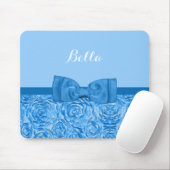 Niedliche blaue Rose mit Hübschem Bow und Name Mousepad (Mit Mouse)