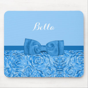 Niedliche blaue Rose mit Hübschem Bow und Name Mousepad
