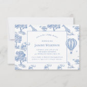 niedliche blaue Safari Babydusche 3 x 5 Mini RSVP Karte (Vorderseite)