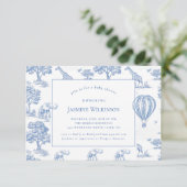 niedliche blaue Safari Babydusche 3 x 5 Mini RSVP Karte (Stehend Vorderseite)