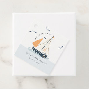 Niedliche blaue Sailboat Pastel Babydusche Geschenkanhänger