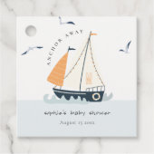 Niedliche blaue Sailboat Pastel Babydusche Geschenkanhänger (Vorderseite)