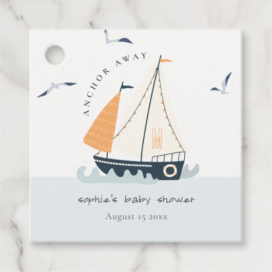 Niedliche blaue Sailboat Pastel Babydusche Geschenkanhänger (Vorderseite)