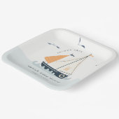 Niedliche blaue Sailboat Pastel Babydusche Pappteller (Gewinkelt)