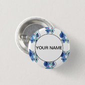 Niedliche blaue Schmetterlinge Button (Vorne & Hinten)