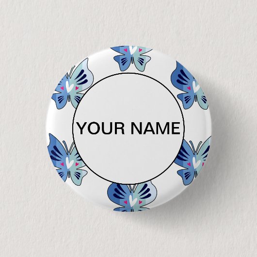 Niedliche blaue Schmetterlinge Button (Vorderseite)