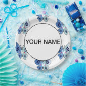 Niedliche blaue Schmetterlinge Pappteller (Party)