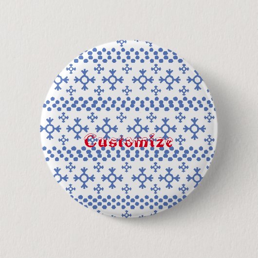 Niedliche Blaue Schneeflocken Muster Thunder_Cove Button (Vorderseite)