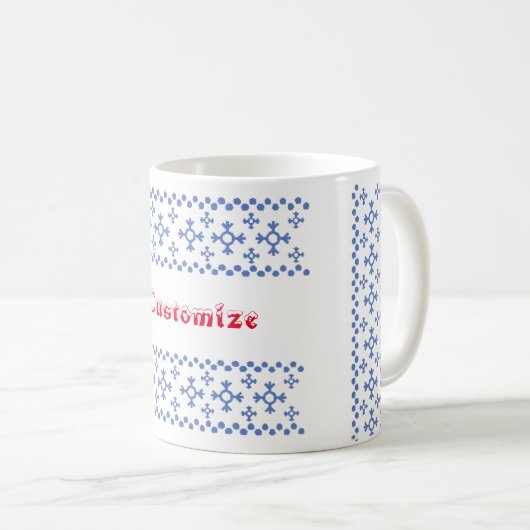Niedliche Blaue Schneeflocken Muster Thunder_Cove Kaffeetasse (VorderseiteRechts)