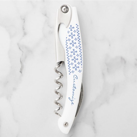 Niedliche Blaue Schneeflocken Muster Thunder_Cove Kellnermesser (Vorderseite)