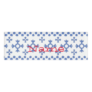 Niedliche Blaue Schneeflocken Muster Thunder_Cove Namenschild