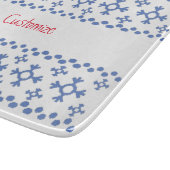 Niedliche Blaue Schneeflocken Muster Thunder_Cove Schneidebrett (Ecke)