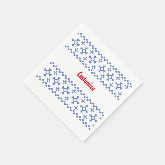 Niedliche Blaue Schneeflocken Muster Thunder_Cove Serviette (Ecke)