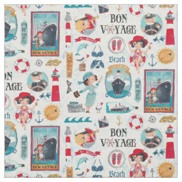 Niedliche blaue Sommerreise Reisen Strand Kreuzfah Stoff