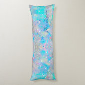 Niedliche blaue Sterne Glitzer Monogramm Seitenschläferkissen (Rückseite (Vertikal))