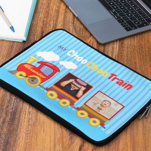 Niedliche Blaue Streifen Muster Spielzeugzug Boys Laptopschutzhülle