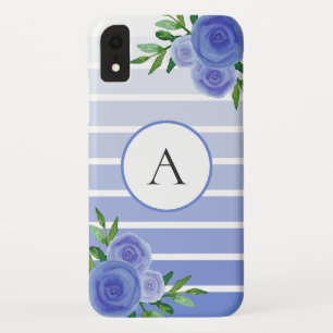 Niedliche blaue Streifen Ombre Aquarellfarben Case-Mate iPhone Hülle