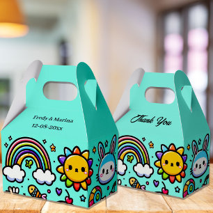 Niedliche blaue Tierdoodles Geschenkschachtel
