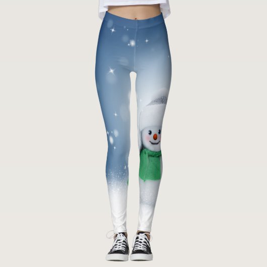Niedliche blaue u. weiße SnowmanLeggins Leggings (Vorderseite)