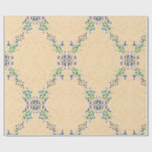 Niedliche blaue und hellbraune Blume Geschenkpapier (Flach)