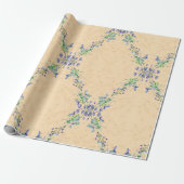 Niedliche blaue und hellbraune Blume Geschenkpapier (Ungerollt)