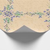Niedliche blaue und hellbraune Blume Geschenkpapier (Ecke)