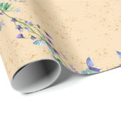 Niedliche blaue und hellbraune Blume Geschenkpapier (Rolleneckpunkt)