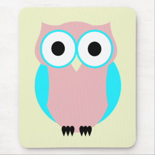 Niedliche blaue und rosa Eule Mousepad