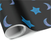 Niedliche blaue und schwarze Mönche und Sterne Geschenkpapier (Rolleneckpunkt)