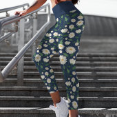 Niedliche blaue und weiße Blüten Capri Leggings