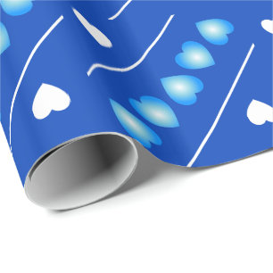 Niedliche blaue und weiße Herzen auf Blau oder Far Geschenkpapier