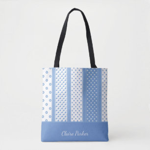 Niedliche, blaue und weiße moderne trendige Herzen Tasche