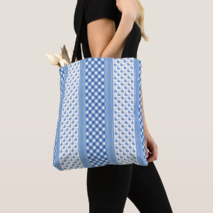 Niedliche, blaue und weiße moderne trendige Herzen Tasche