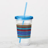 Niedliche blaue violette Streifen Acryltrinkbecher (Rückseite)