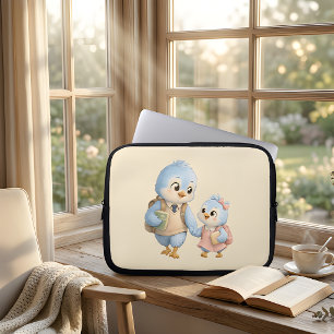 Niedliche Blaue Vogel-Geschwister Laptop-Hülle Laptopschutzhülle