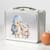 Niedliche Blaue Vögel Silberne Lunchbox (Beispiel)
