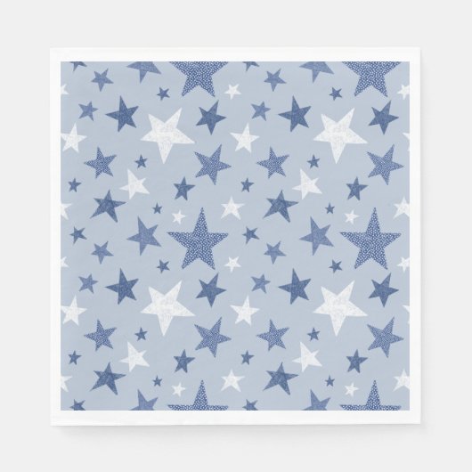 Niedliche Blaue Winterstars Serviette (Vorderseite)