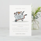 Niedliche Blauer Blumenkartentoiletten-Babydusche Dankeskarte (Stehend Vorderseite)