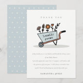 Niedliche Blauer Blumenkartentoiletten-Babydusche Dankeskarte (Vorne/Hinten)