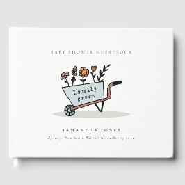 Niedliche Blauer Blumenkartentoiletten-Babydusche Gästebuch