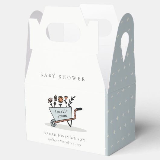 Niedliche Blauer Blumenkartentoiletten-Babydusche Geschenkschachtel (Geöffnet)